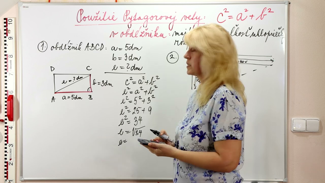 Matematika - Pytagorova veta - obdĺžnik