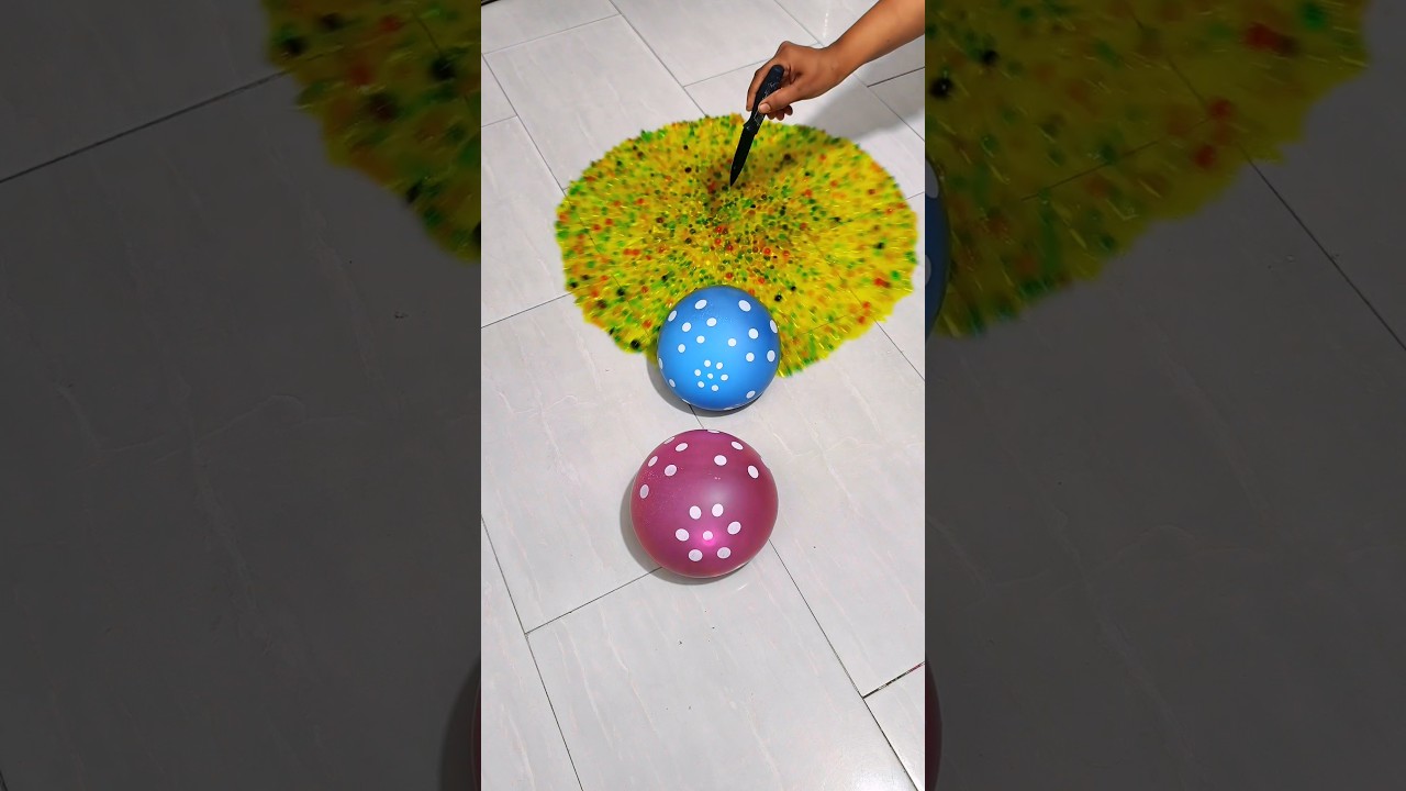 🌈💦🌈 Yellow Blue Pink Balloon Orbeez Popping #poppballons #balloonpopping #asmr