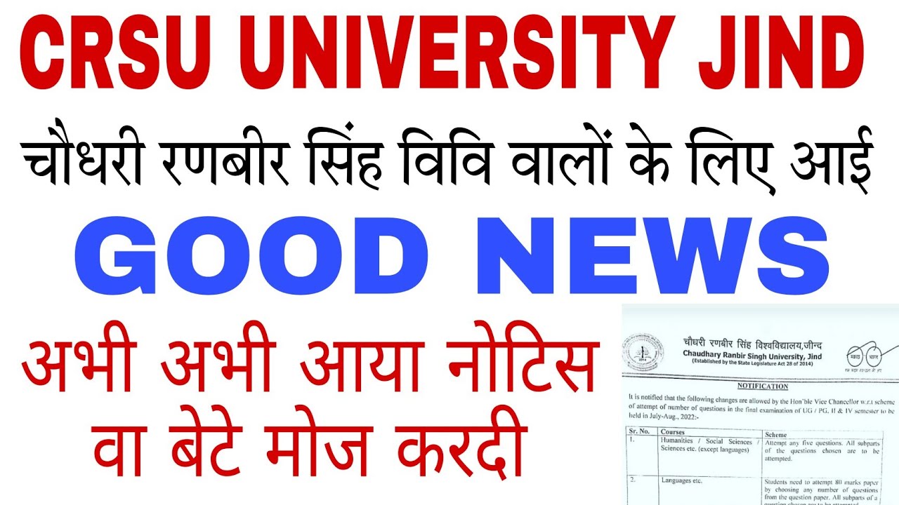 CRSU EXAM NOTIFICATION 2022 | CRSU EXAM UPDATE | CRSU UNIVERSITY EXAM NOTIFICATION | CRSU EXAM 2022