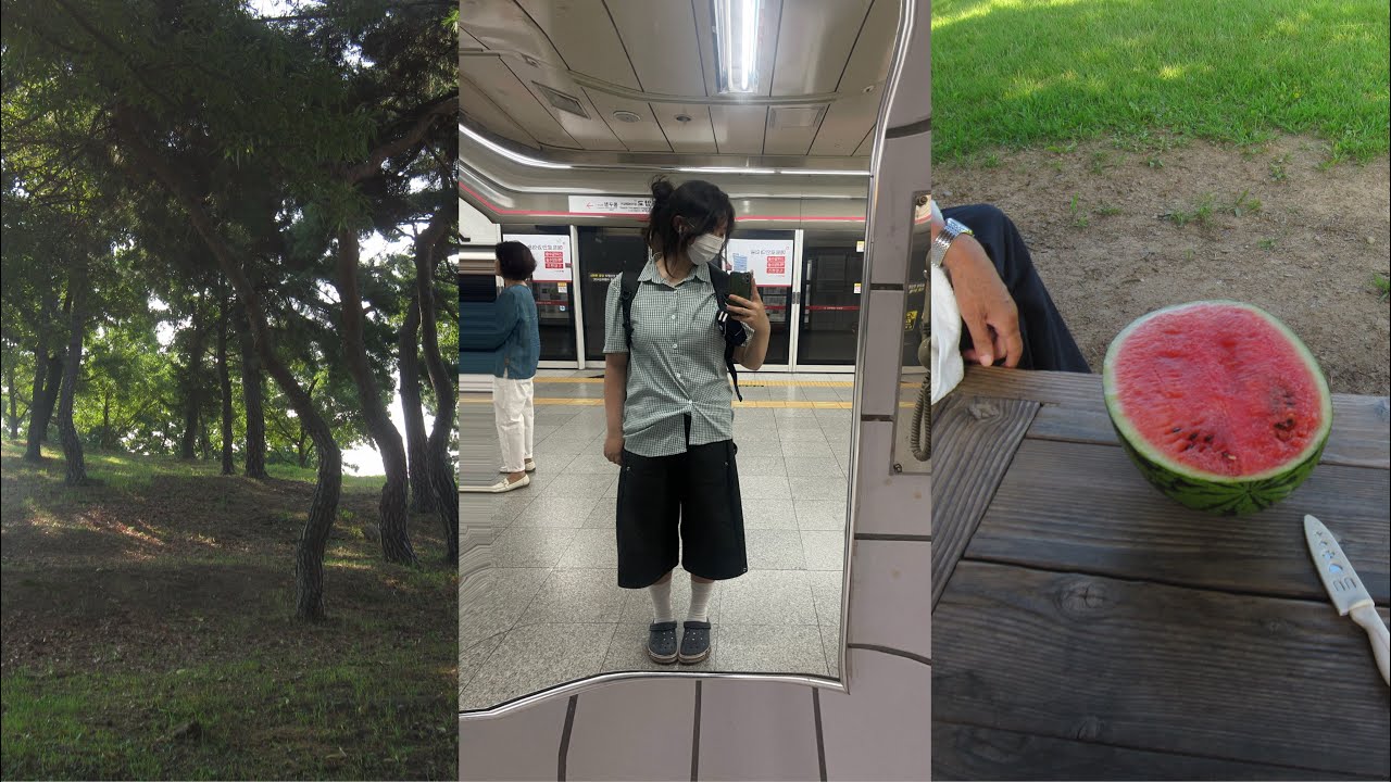 (vlog) 📸 사진 공모전 마감 하루 전에 출사 다녀오기... 가서 수박 얻어 먹고 집 와서 🪴분갈이하고 부랴부랴 공모전 제출한 날 | 대학생브이로그 | 디카 | ootd