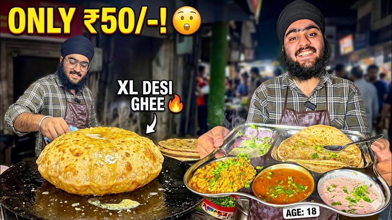 18 Years Old Cook Singh ka Midnight Desi Ghee Parathe 😍 Indian Street Food