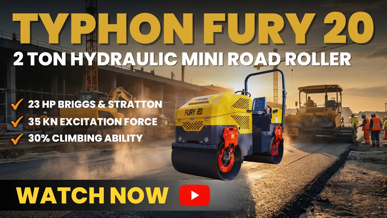 TYPHON FURY 20 Road Roller | 35kN Compaction, 23HP  B&S Engine, Hydraulic Drive in Action