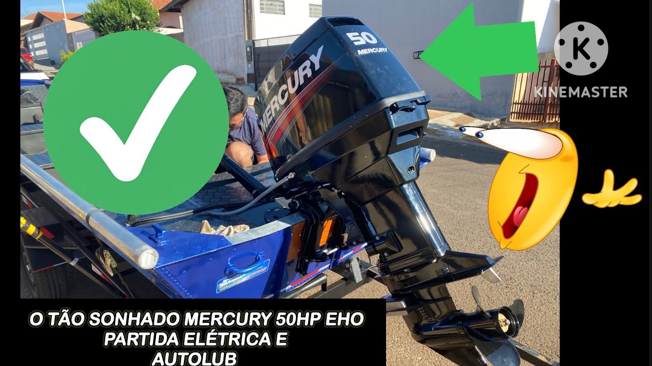 UNBOXING MOTOR MERCURY 50HP EHO - PARTIDA ELÉTRICA E AUTO LUB + PRIMEIRA PARTIDA- SONHO REALIZADO 🙏🏻