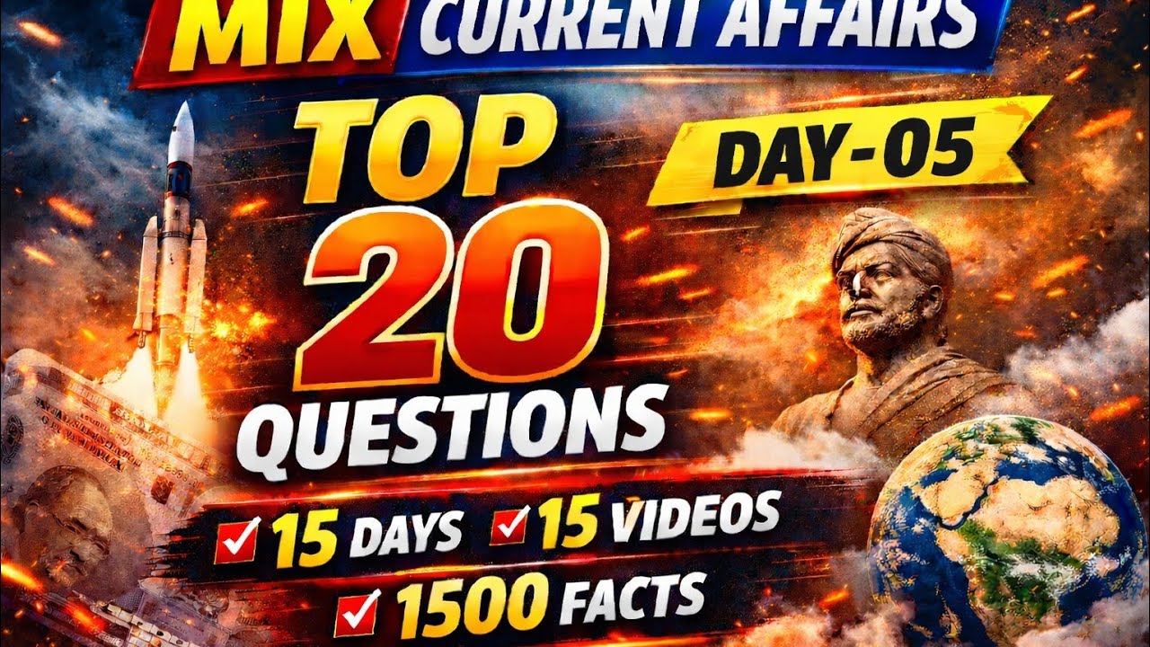 Current Affairs Mix question💥| Day-05|Top  20 mix question ✍️|#ssc​​ #railway​​ #upsc​​#rrb​​ #gk​​💡