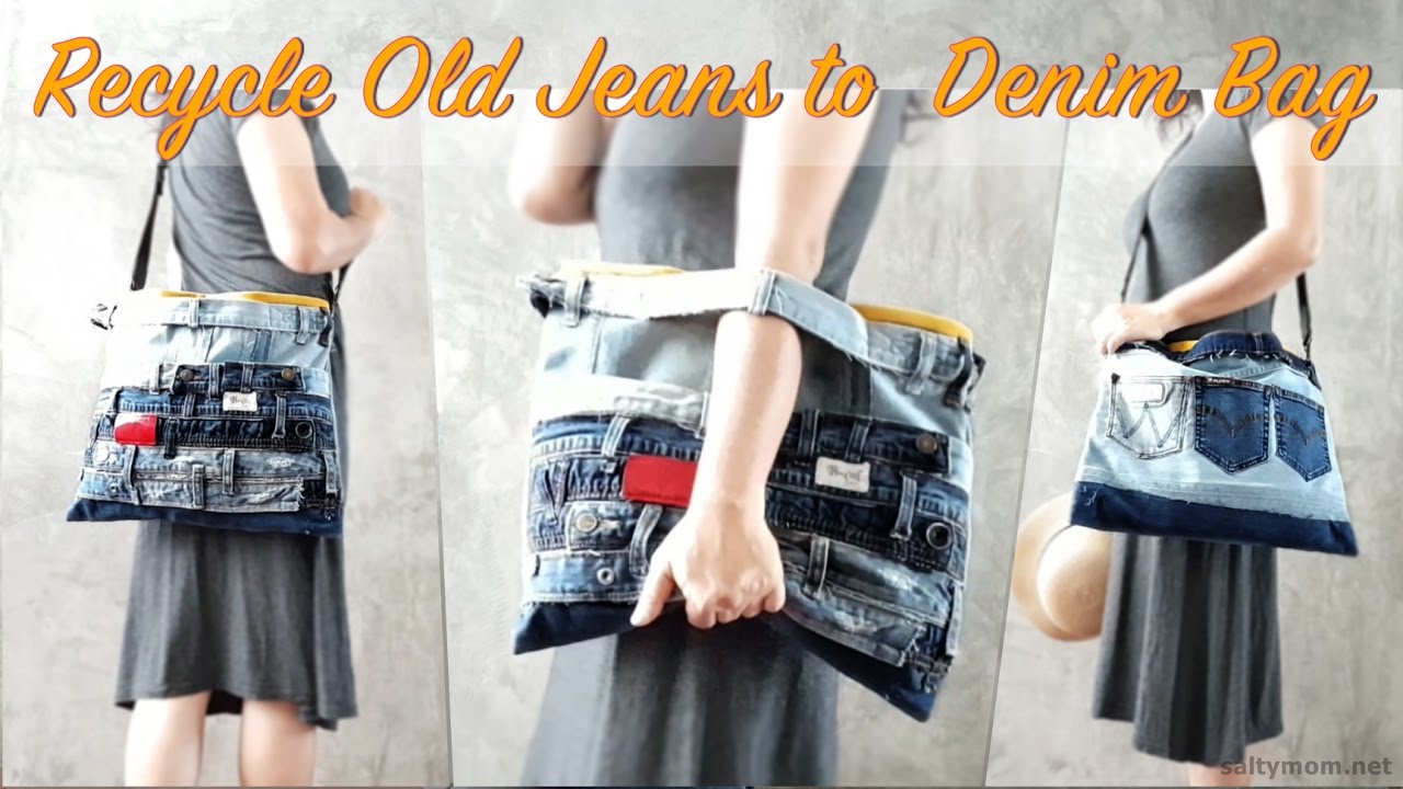 DIY Recycle Old Jeans to Denim Bag 4 Styles !!