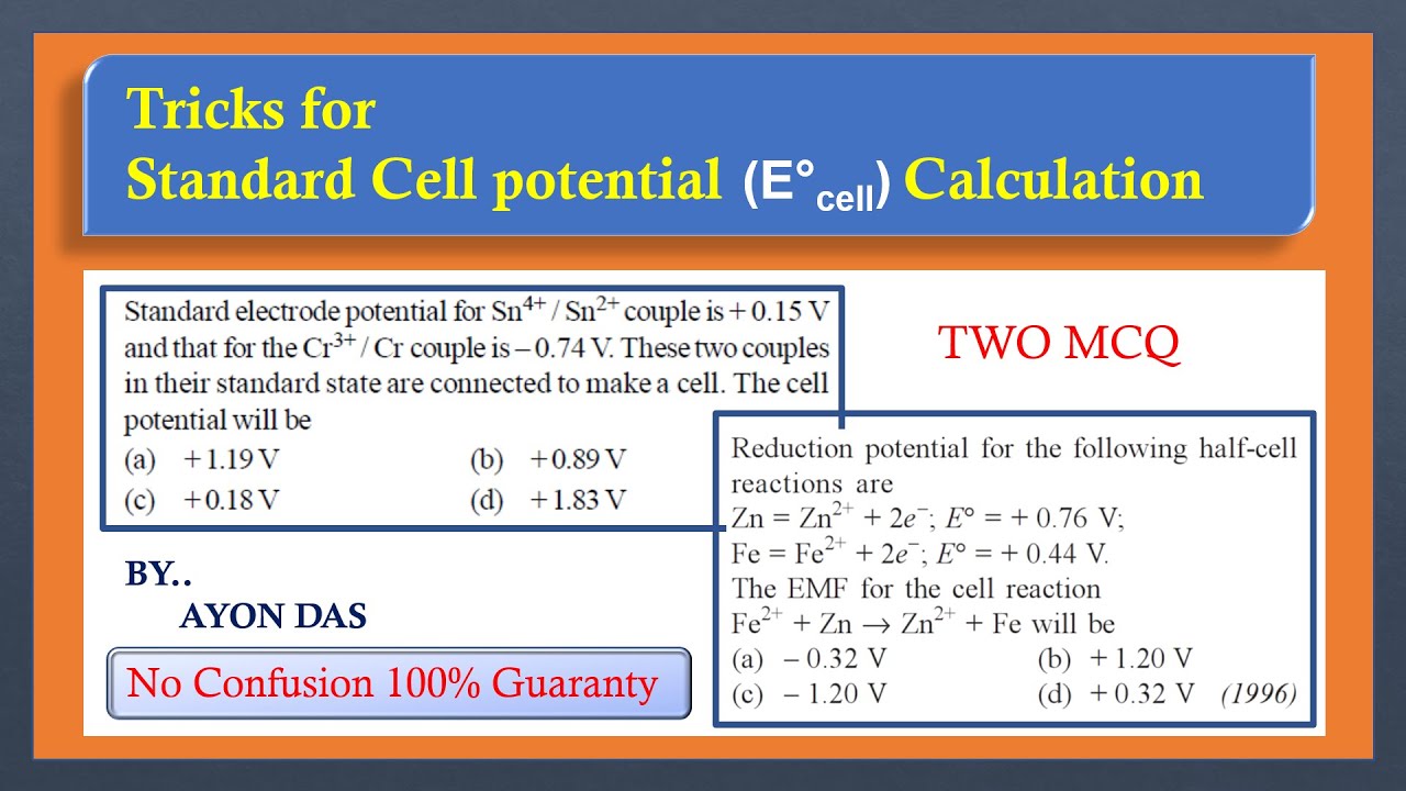 Tricks for Standard Cell Potential Calculation || Cell Potential || Electrochemistry ||