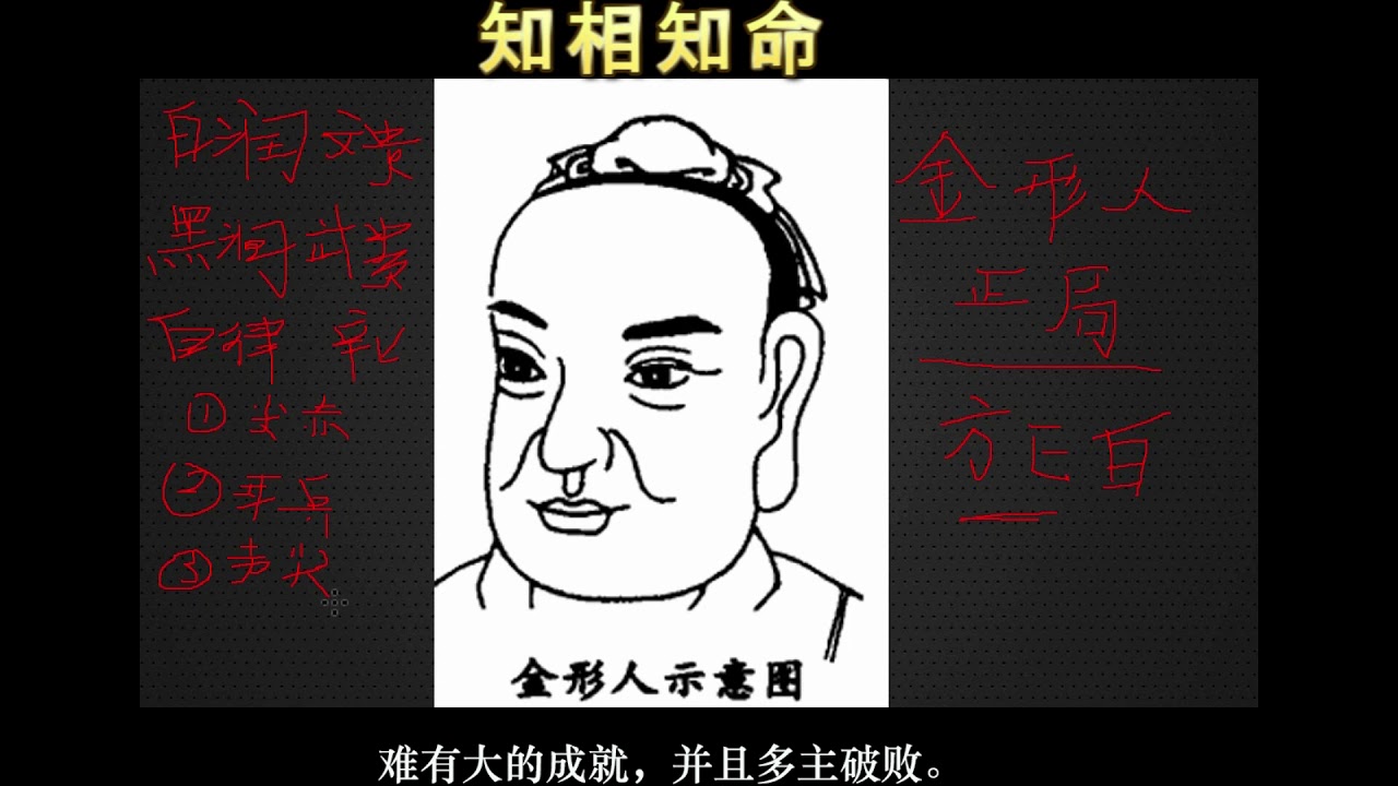 面相之金形人正局，周身方正眉青目秀，白润者主文贵，为中兴之主