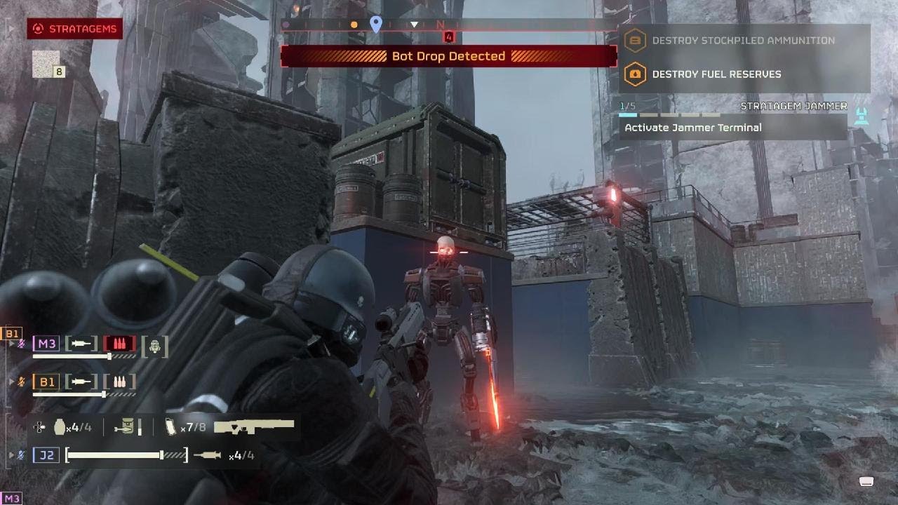 Helldivers 2 Casual gameplay: Lesath Bots Destroy their Defence
