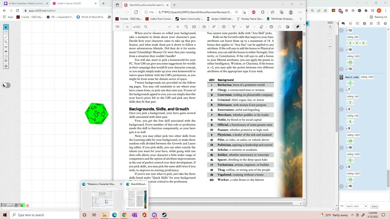Making New Characters in Stars Without Number - Solo Campaign Prep