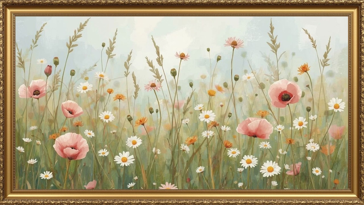 Vintage Spring Flowers in Gold Frame | Spring Frame TV Art | 4K Relaxing Screensaver