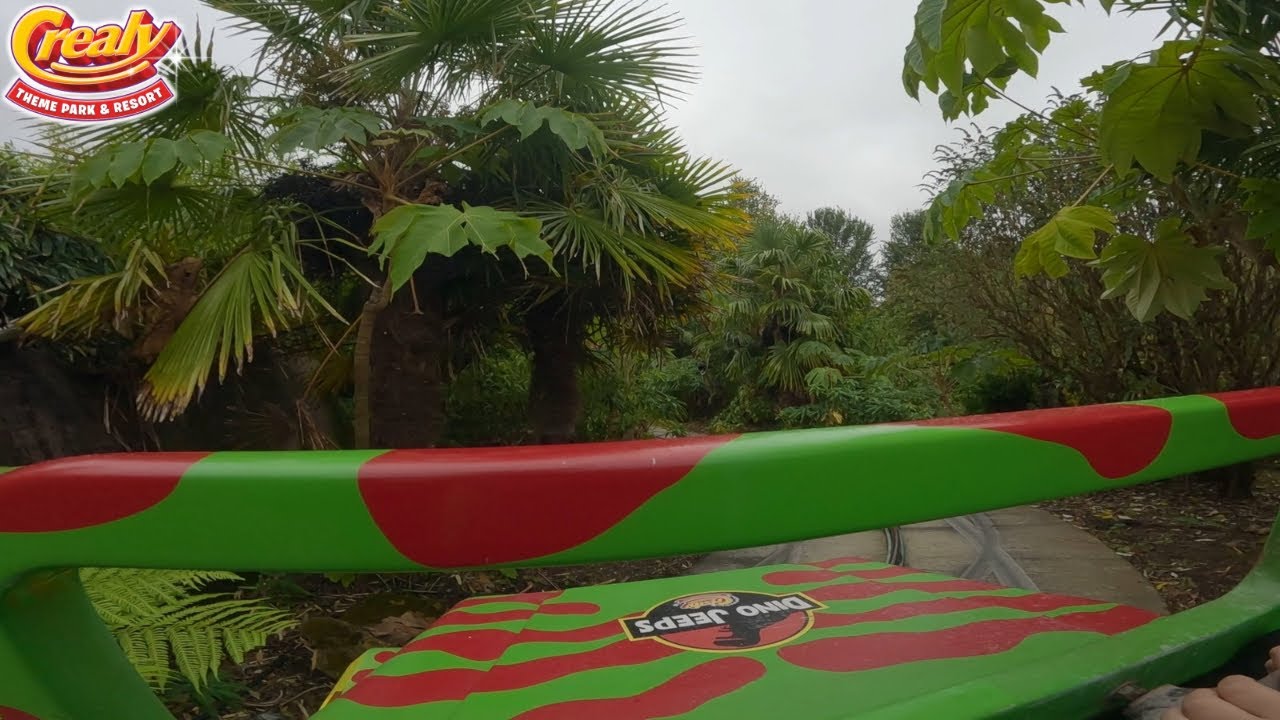 Dino jeeps on ride POV Crealy 