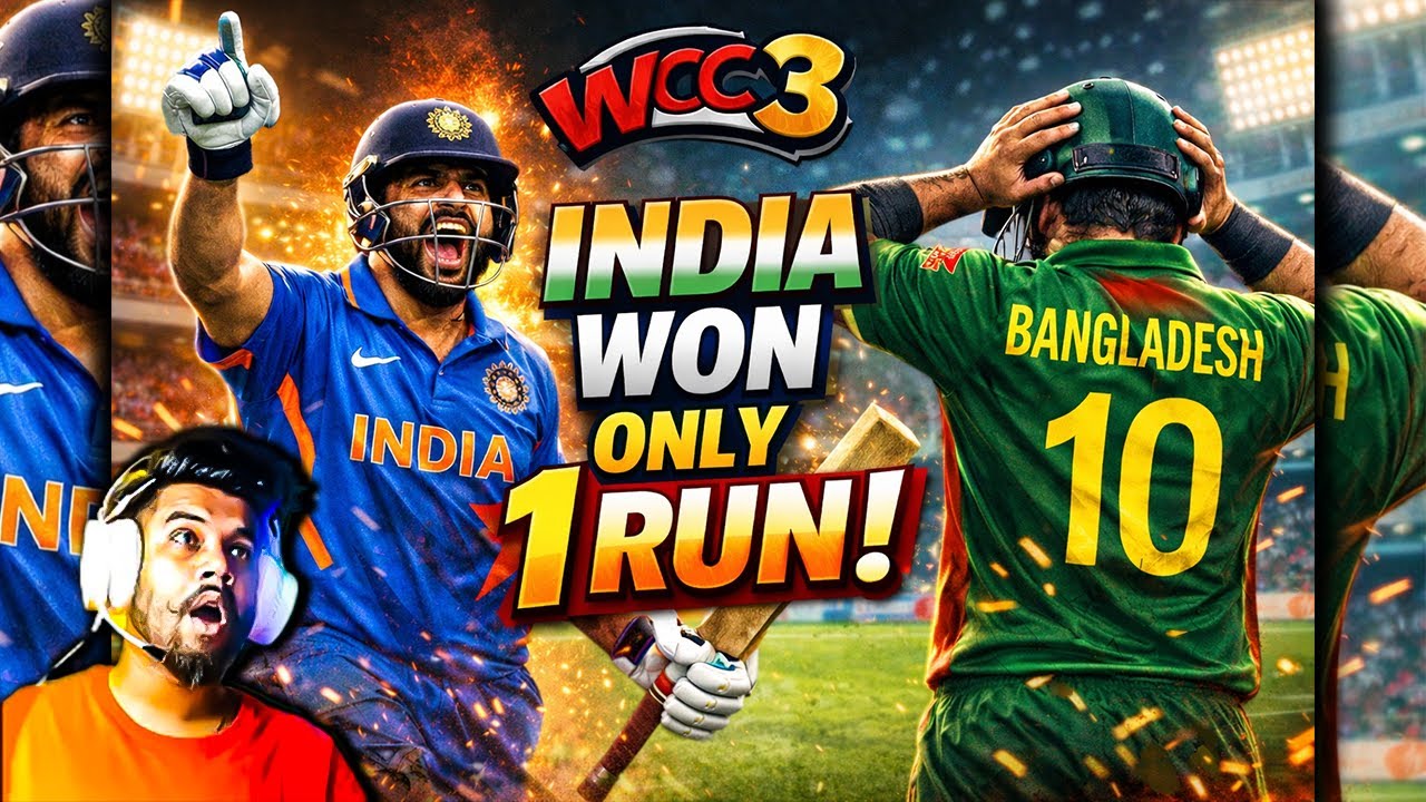 INDIA WON ONLY 1 RUN !! || #wcc3 #gta #youtube #technogamerz