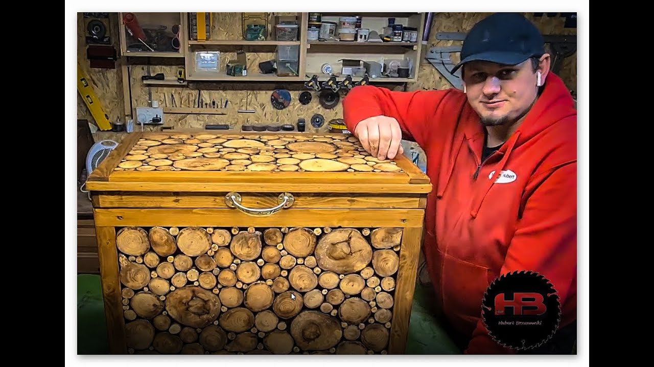 #29. skrzynia drewniana z plastrów drewna  /How to make a Chest of wood slices