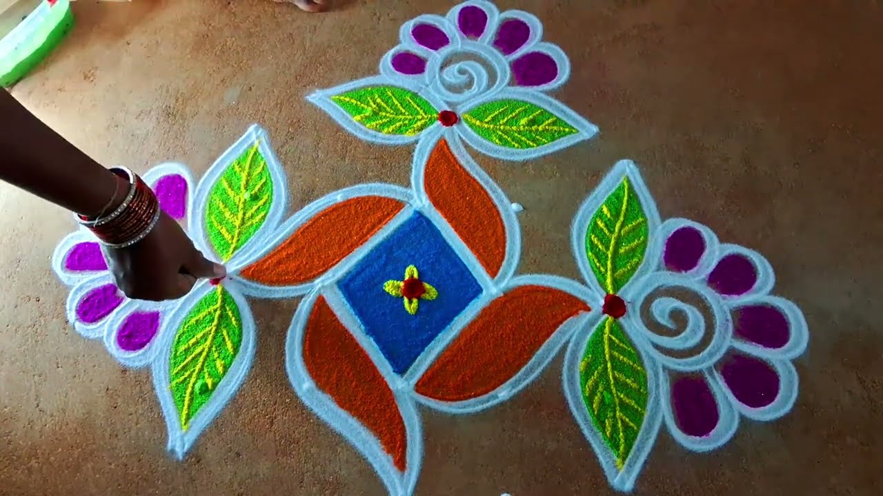 Easy New year Rangoli designs kolam5*3*3 Sankranti Pandaga Chukkala MugguluFriday Kolam