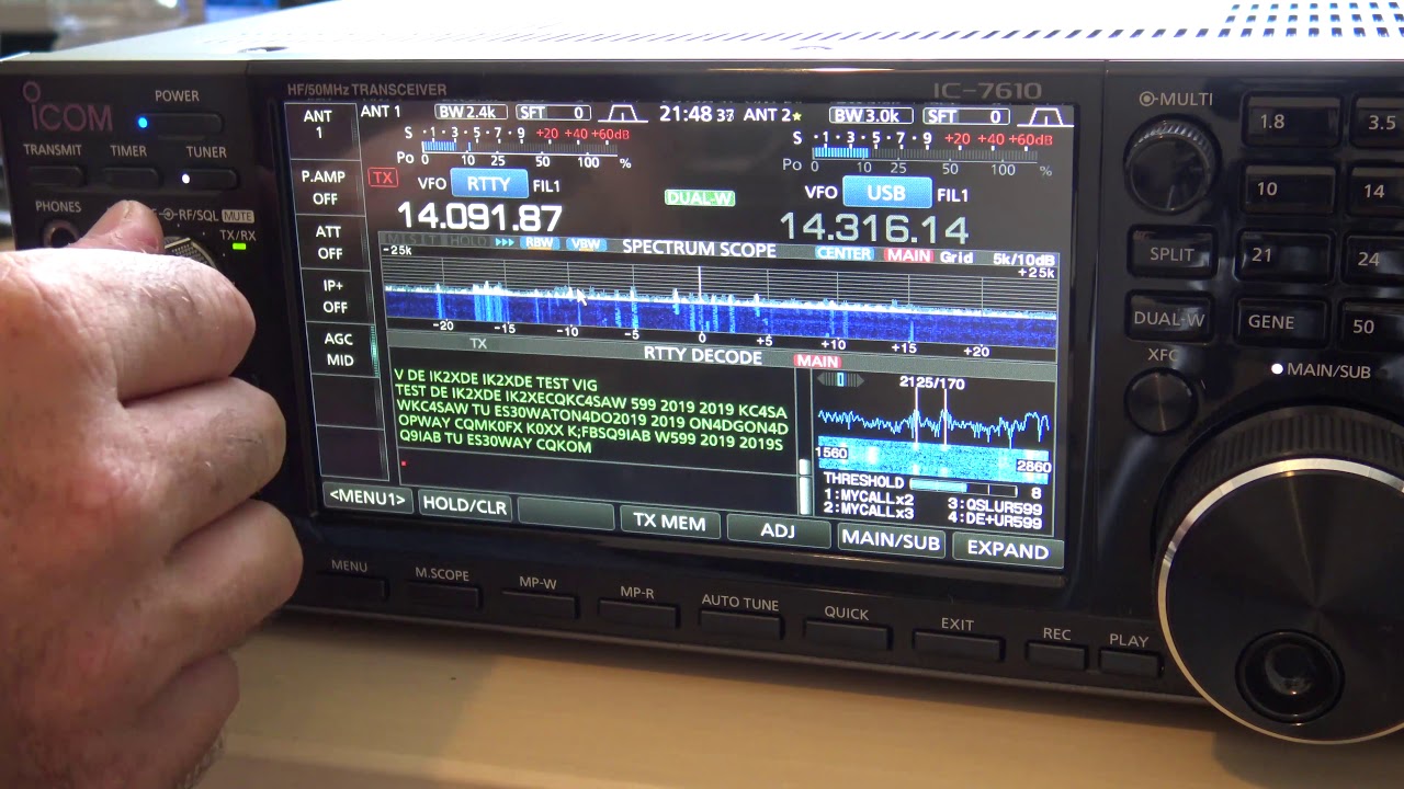 Работа Icom IC-7610 PSK/RTTY, ПК не требуется