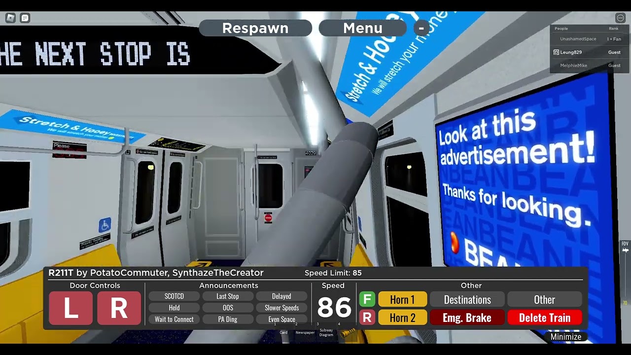 Roblox PTA Subway: Callaghan & Madison R211T Q Train Via R Line Ridgeworth Island to 86 Street