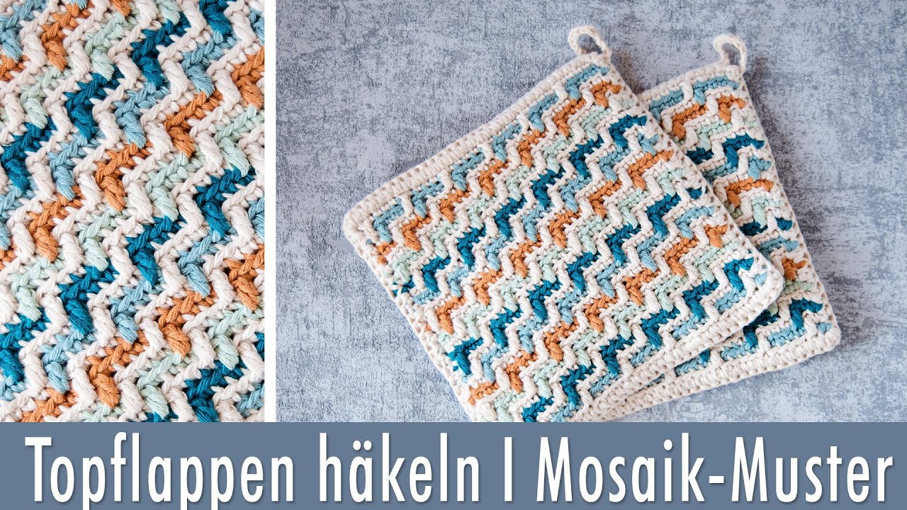 Topflappen häkeln mit dem Mosaikmuster | extra dick