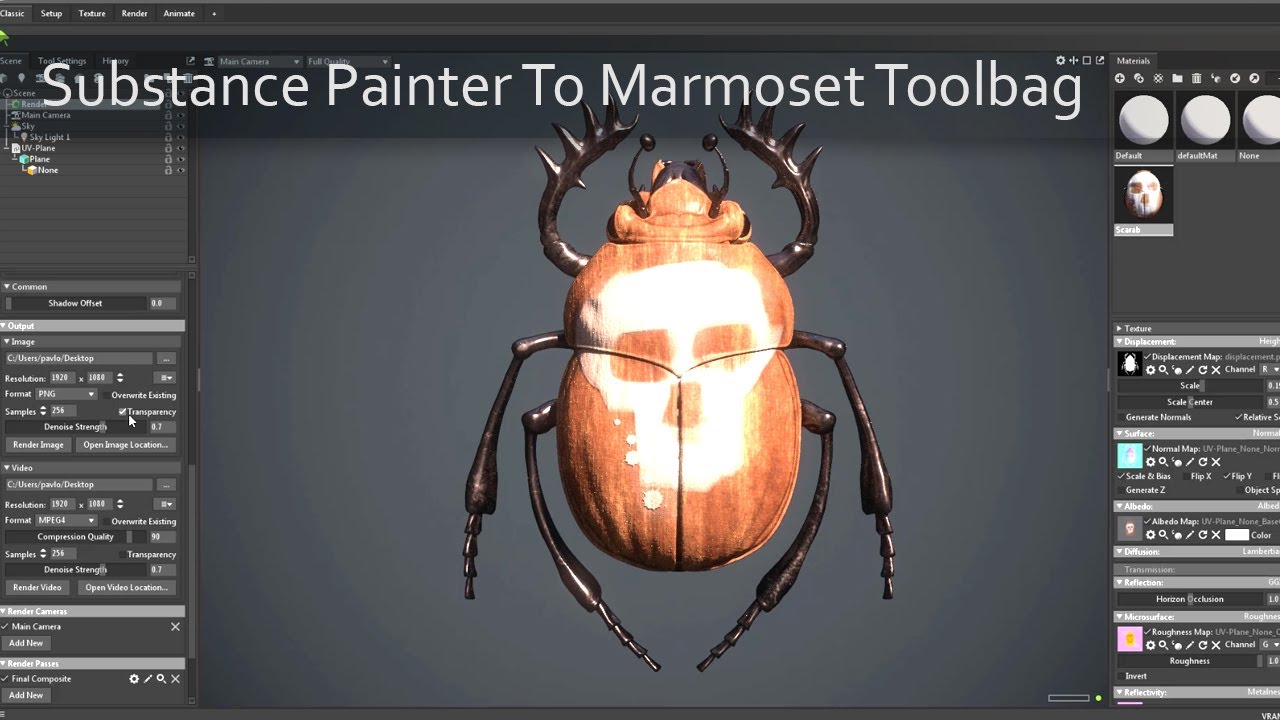 008 Экспорт Substance Painter в Marmoset Toolbag 4 для освещения и рендеринга