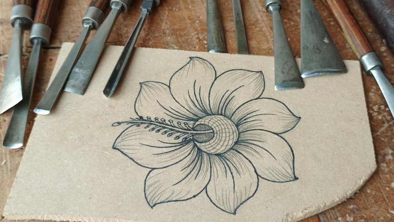 whittling carving  flower MDF for biginars tutorial