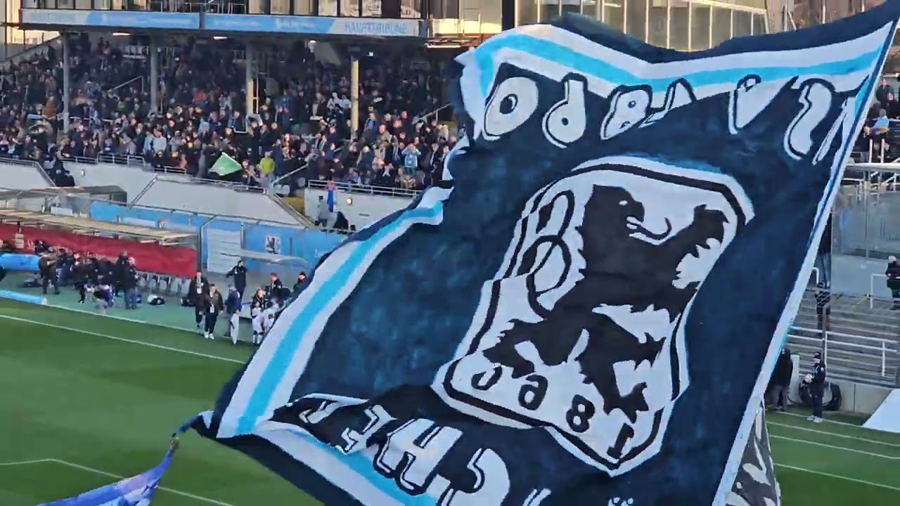 TSV 1860 München gg. SV Sandhausen 2:0 (2:0), 09.04.2025, zum Anpfiff und das 1:0