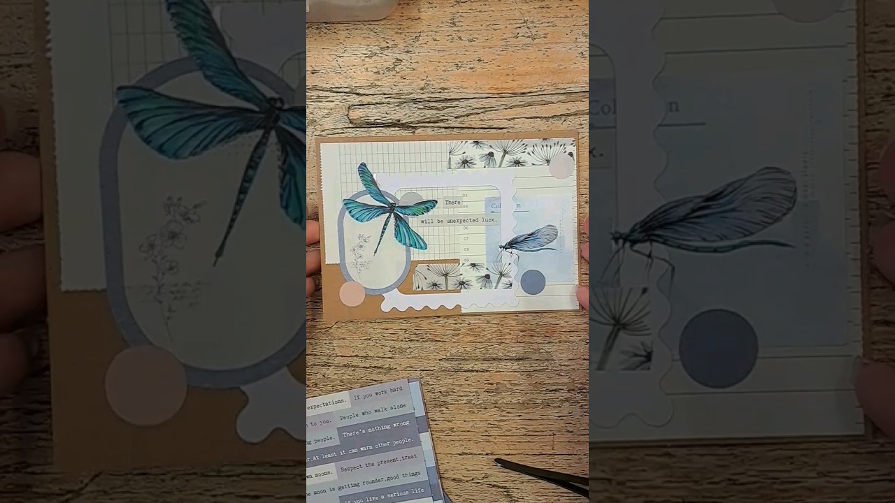 Make a #card with me #asmr #scrapbooking #journal #dragonfly #vintage #stickershop  #inspiration