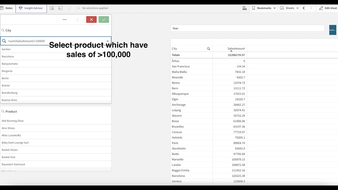 Фильтр на основе измерений Qlik Sense