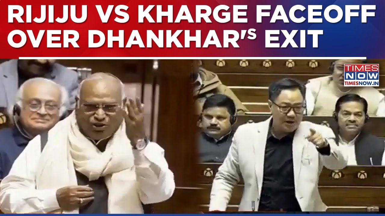 Kiren Rijiju Gives Fierce Counter To Kharge As Congress President Mentions Dhankhar's Exit In Sansad