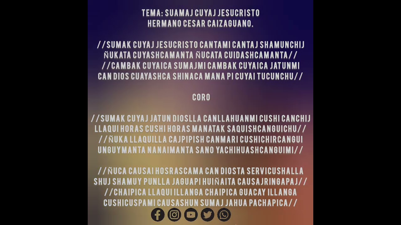 #SUMAJ CUYAJ JESUCRISTO #SALMISTA CESAR CAIZAGUANO