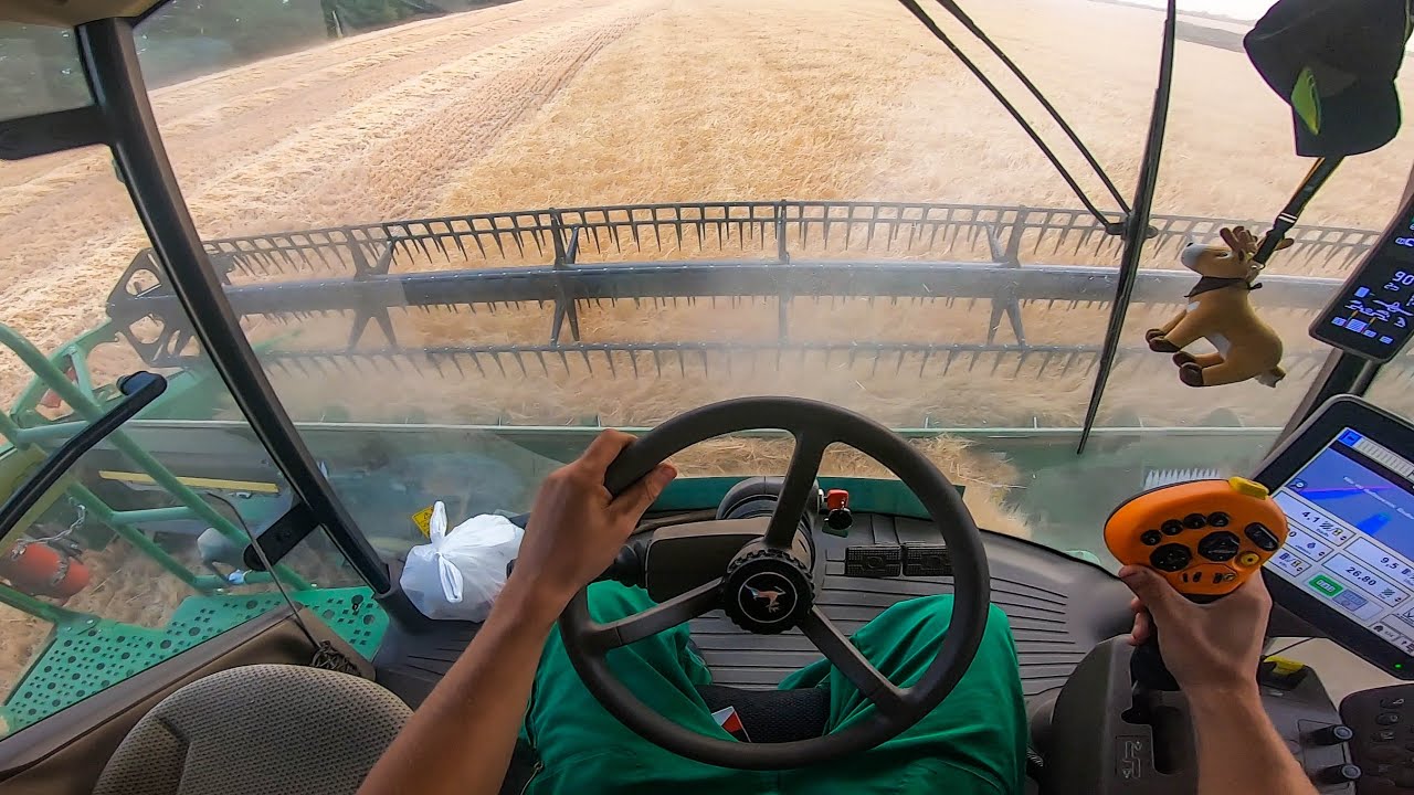 Mlátenie jačmeňa John Deere T670i + 630X POV/Gopro 🌾