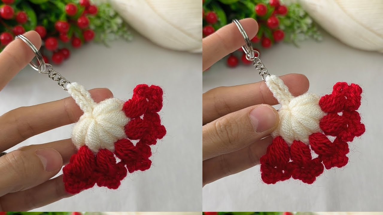 Crochet keychain pattern ❣️ #crochet #knitting #crochetkeychain 