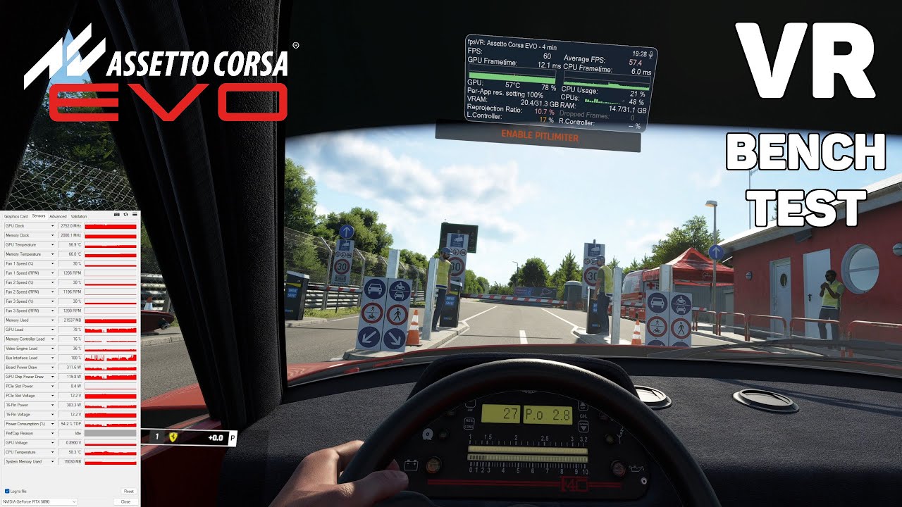 Assetto Corsa EVO VR Benchtest 5090 -  fpsVR - GPU-Z