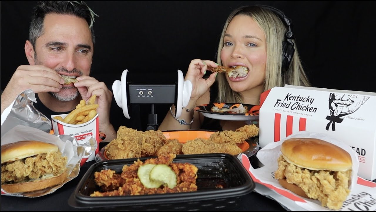 ASMR MUKBANG - KFC FRIED CHICKEN AND CHICKEN SANDWICH (NO TALKING) ~EATING SOUNDS~