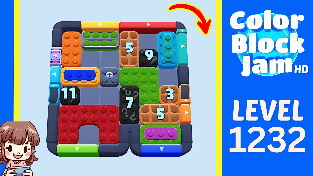 Color Block Jam Level 1232 Solution Walkthrough