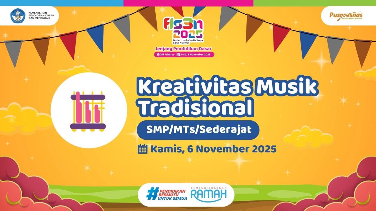 Pelaksanaan FLS3N Tahun 2025 Cabang Ajang Kreativitas Musik Tradisional SMP/MTs/Sederajat