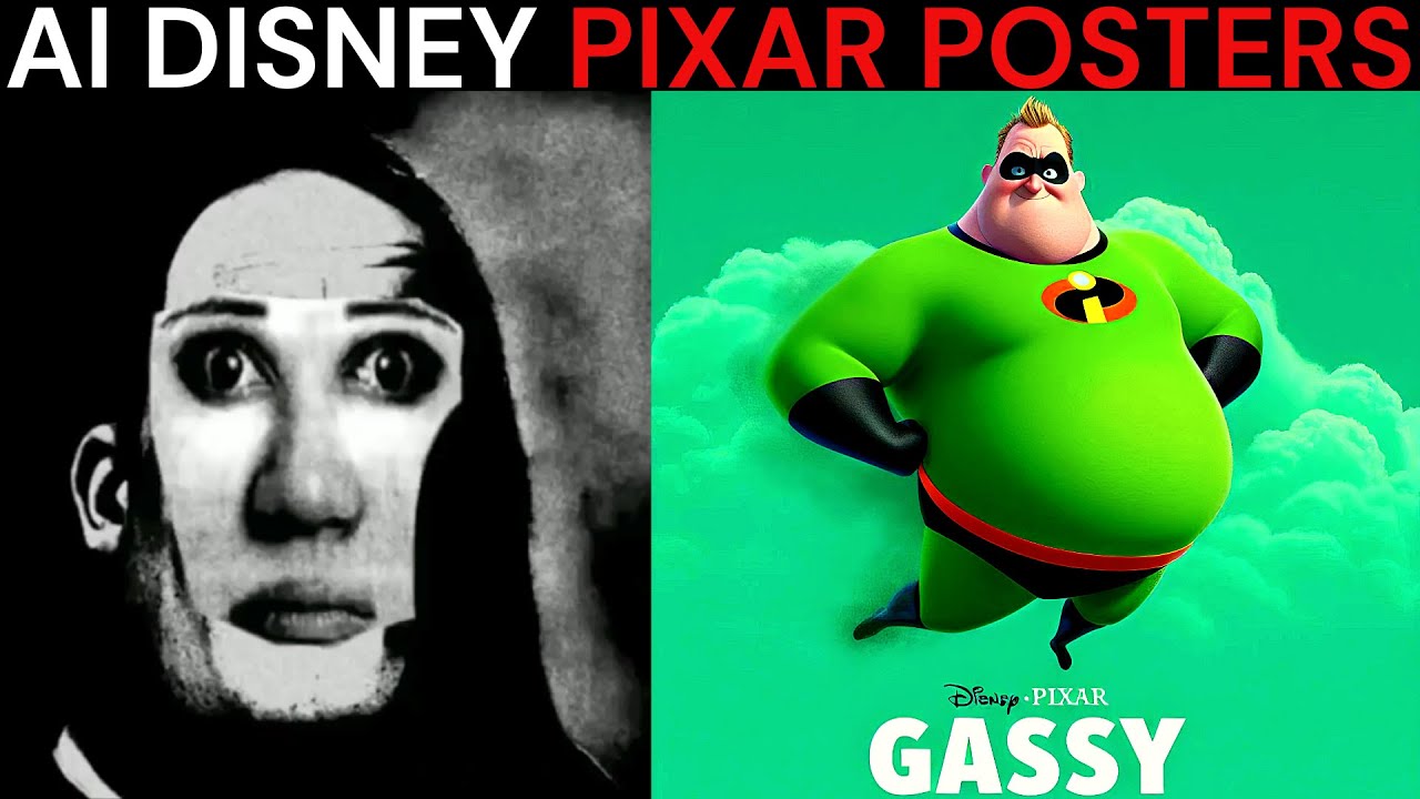 Mr Incredible Becoming Uncanny meme (AI Disney Pixar posters)