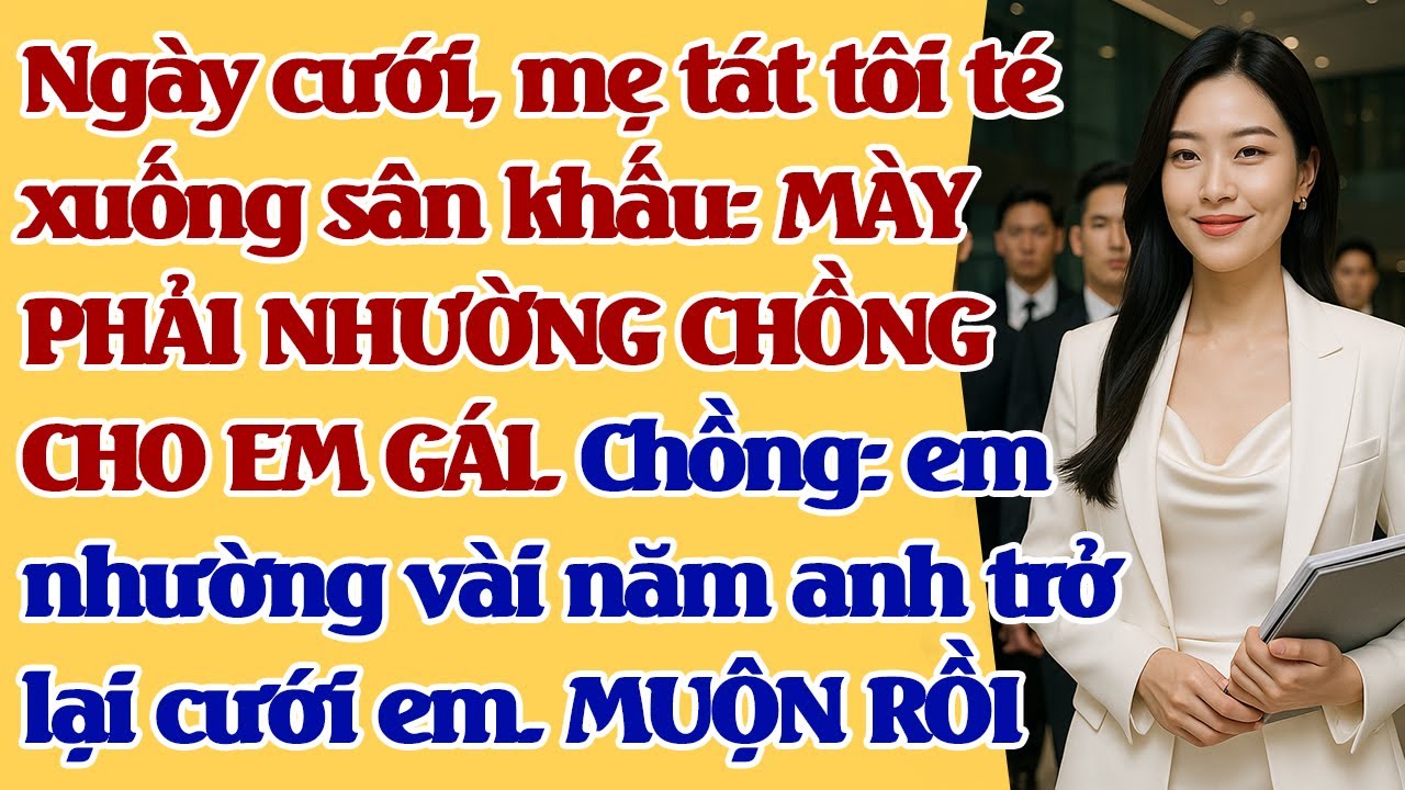 Ngày cưới, mẹ t.át lệch mặt tôi: MÀY NHƯỜNG CHỒNG CHO EM GÁI ĐI. Hắn: vài năm anh cưới em. MUỘN RỒI