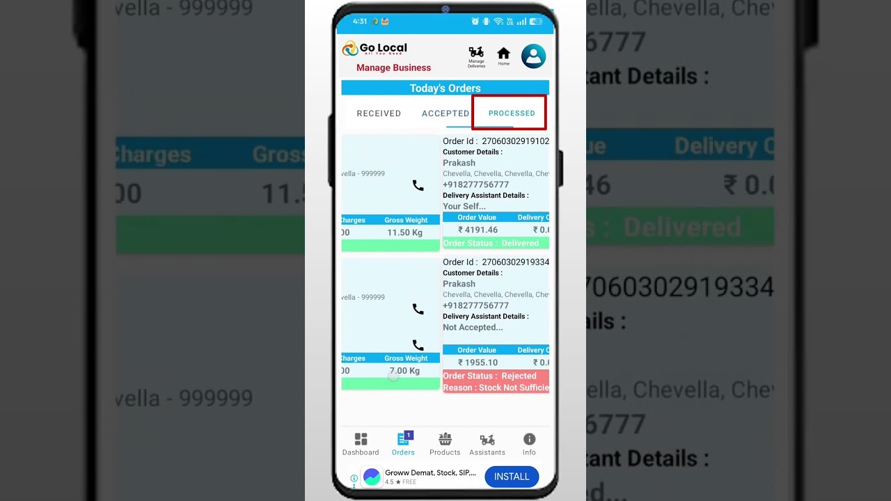 Managing Orders in GoLocal by Seller (4/7)
