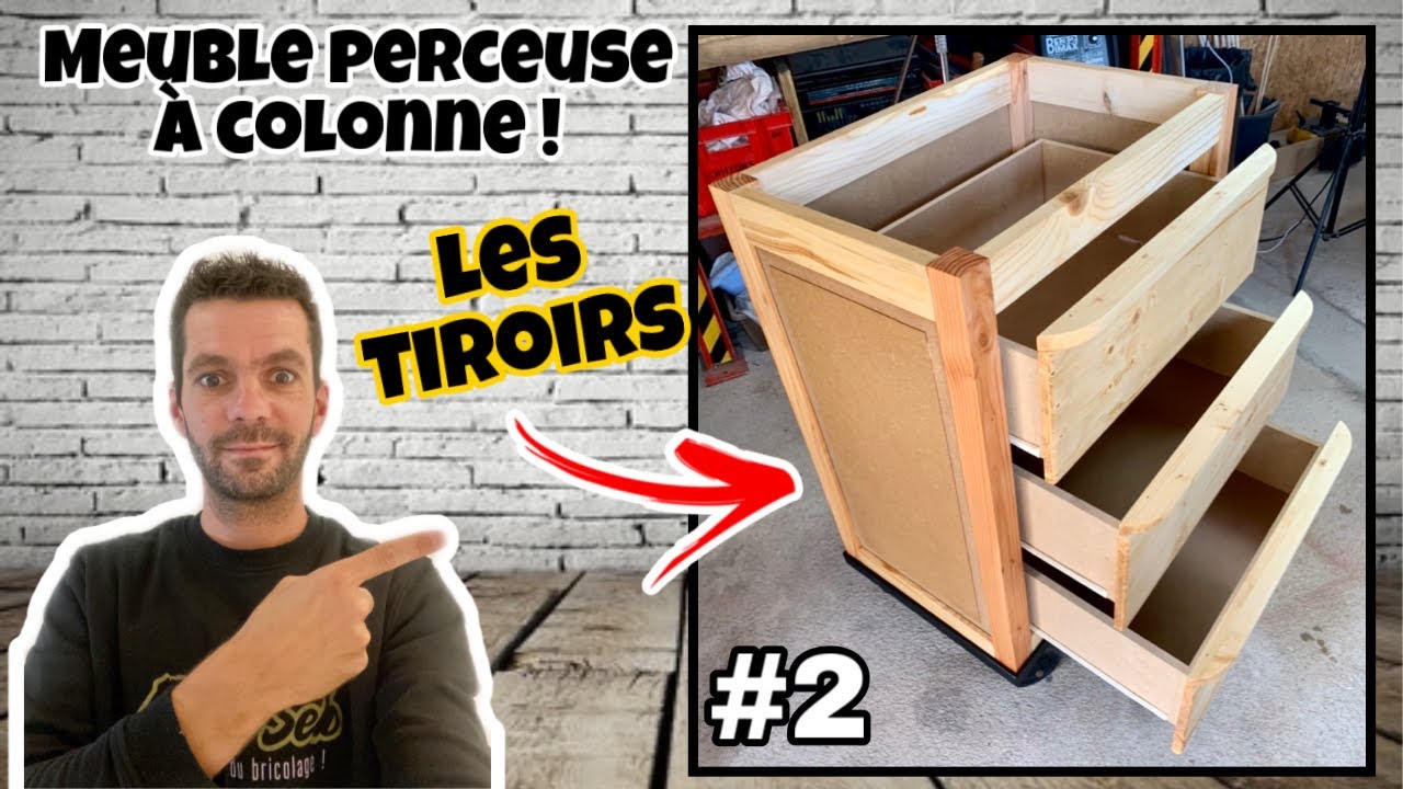 Meuble d'atelier pour perceuse à colonne et touret à meuler. Partie 2 les tiroirs