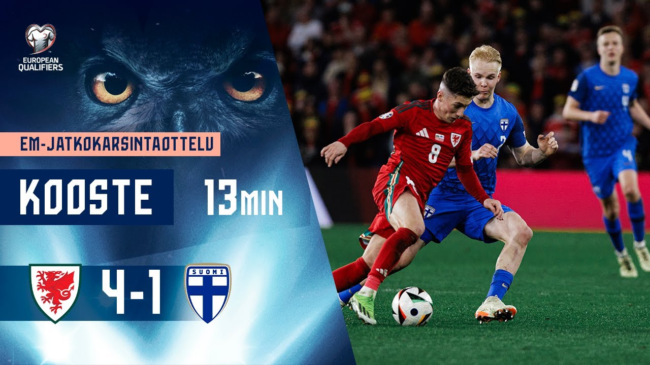 Huuhkajat Highlights (13 min.) | Wales&ndash;Suomi 4&ndash;1 | UEFA EURO 2024 -karsinnat | 21.3.2024