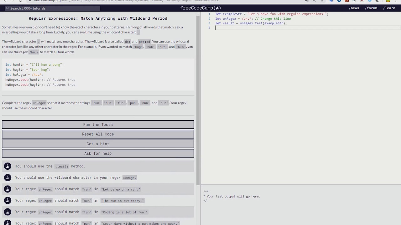 Regular Expressions: Match Anything with Wildcard Period