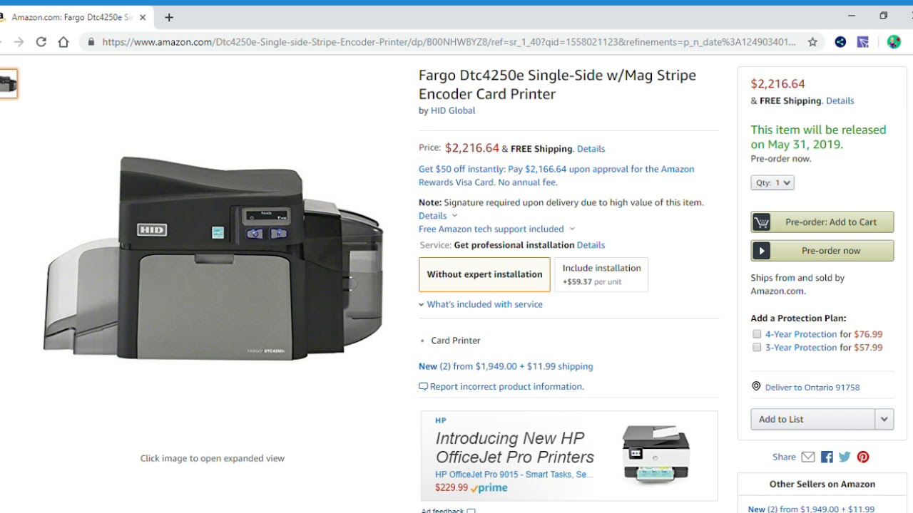 Coming 5/31/19: Fargo Dtc4250e Single-Side w/Mag Stripe Encoder Card Printer
