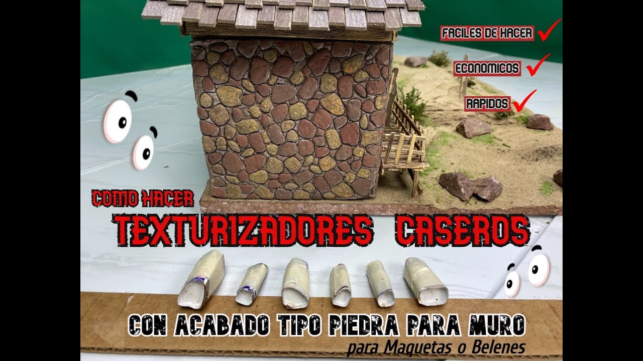 Como hacer/TEXTURIZADORES CASEROS/para acabado TIPO PIEDRA/para muro de maqueta o belen/2024