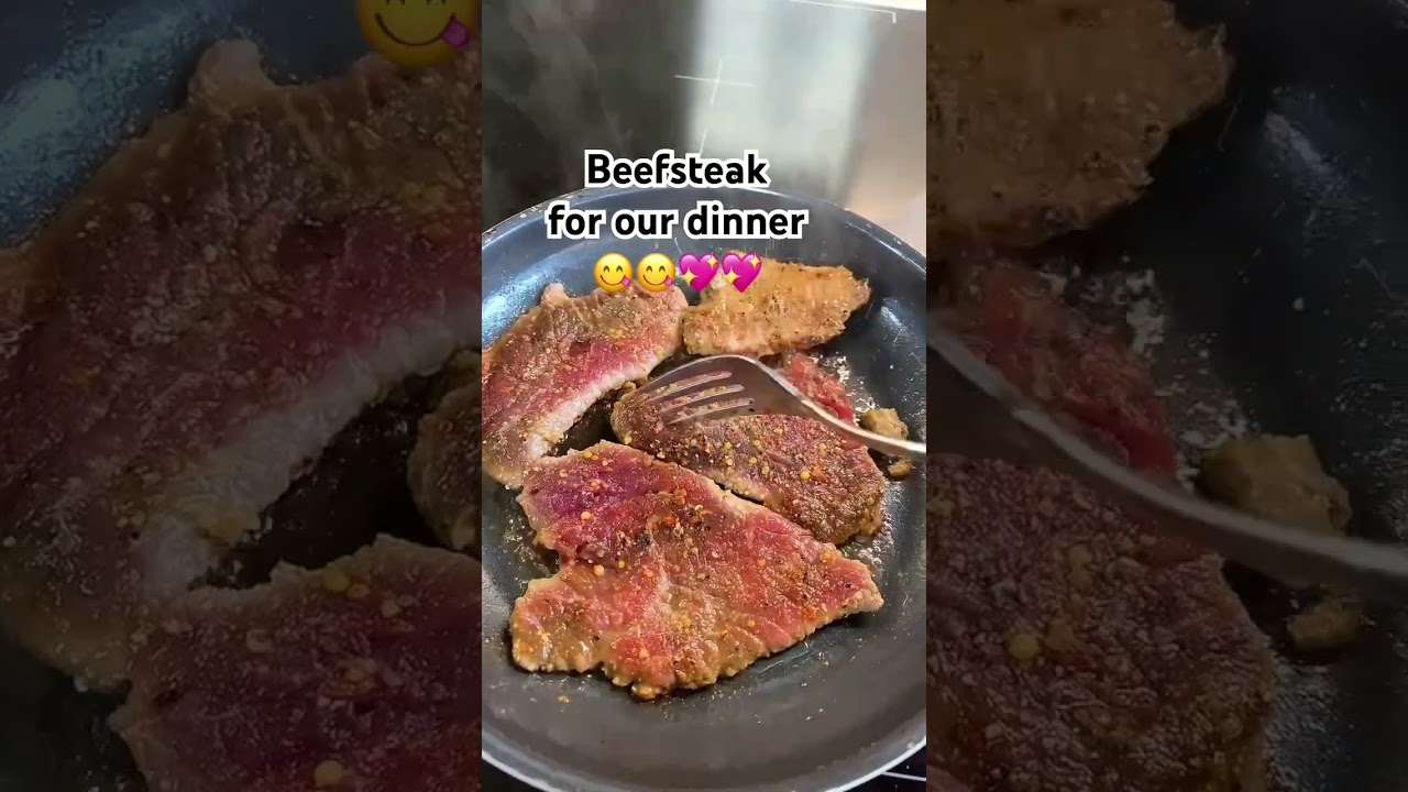 Ngluto nang beefsteak para sa aming dinner 