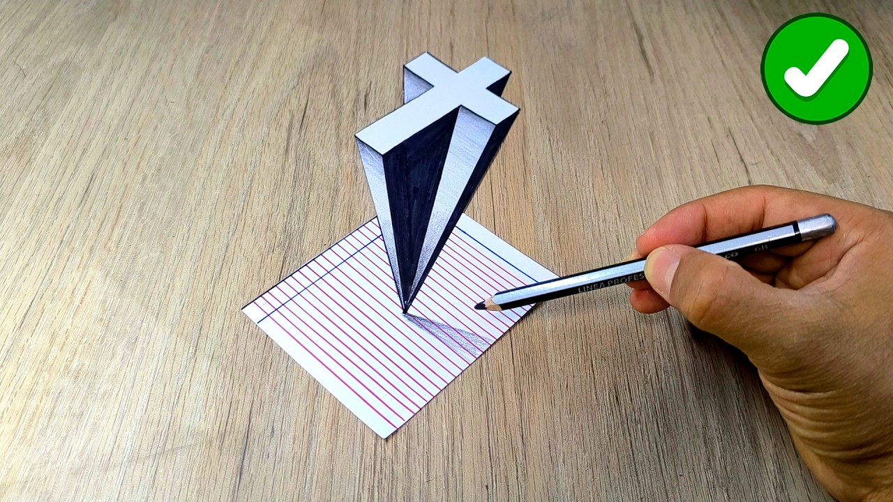 Dibujo 3D 🔥 &iquest;C&oacute;mo HACER este EFECTO 3D? 🎨 Como Dibujar una CRUZ que ENGANA al OJO (Viral) ⏳