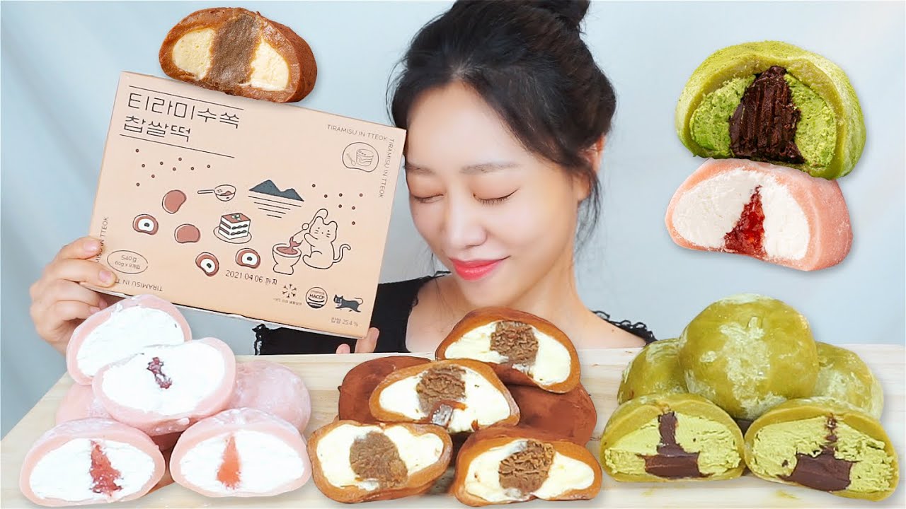 기다리셨죠😭쿠캣마켓 신메뉴!!티라미수쏙 찹쌀떡 먹방 Feat.딸기쏙우유 초코쏙녹차 찹쌀떡 (Chapssaltteok Mukbang ASMR)
