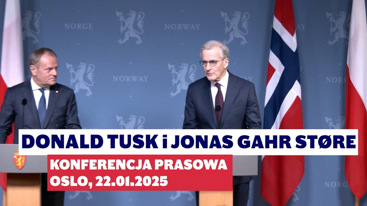Donald Tusk i Premier Królestwa Norwegii Jonas Gahr Støre: Konferencja prasowa, Oslo, 22.01.2025