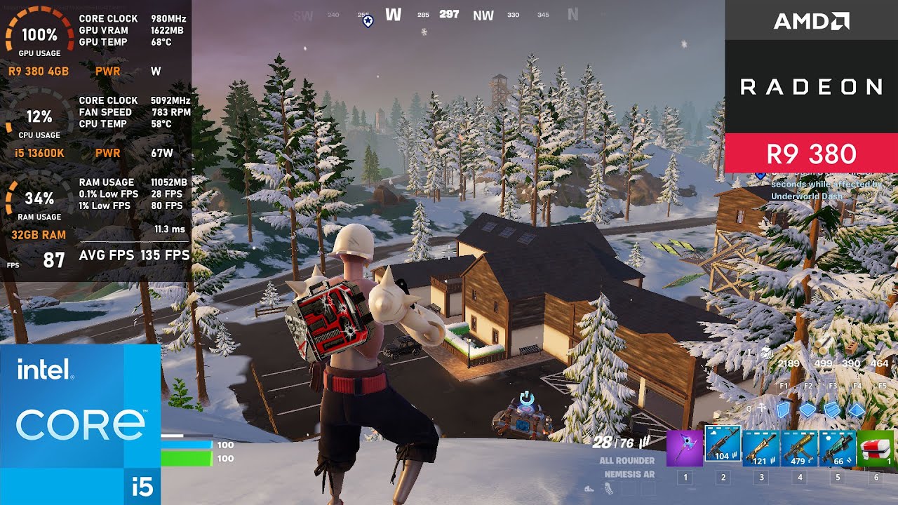 R9 380 4GB : Fortnite Performance Mode (Tested in 2024)