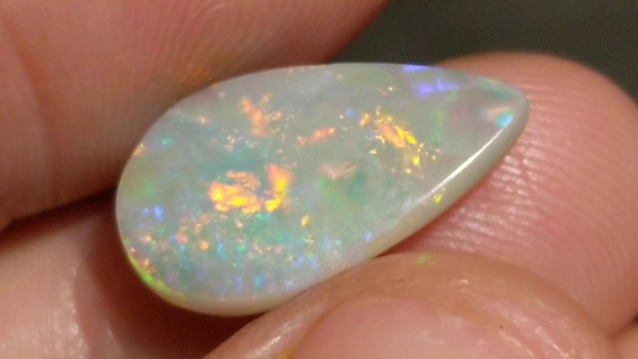 3.7ct Red Multicolor Grey Opal Pear from Coober Pedy