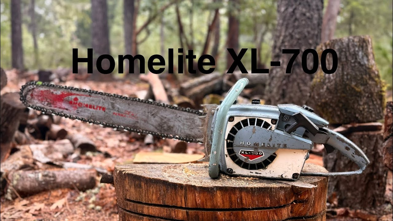 Homelite XL-700 Chainsaw walk around and cutting. 