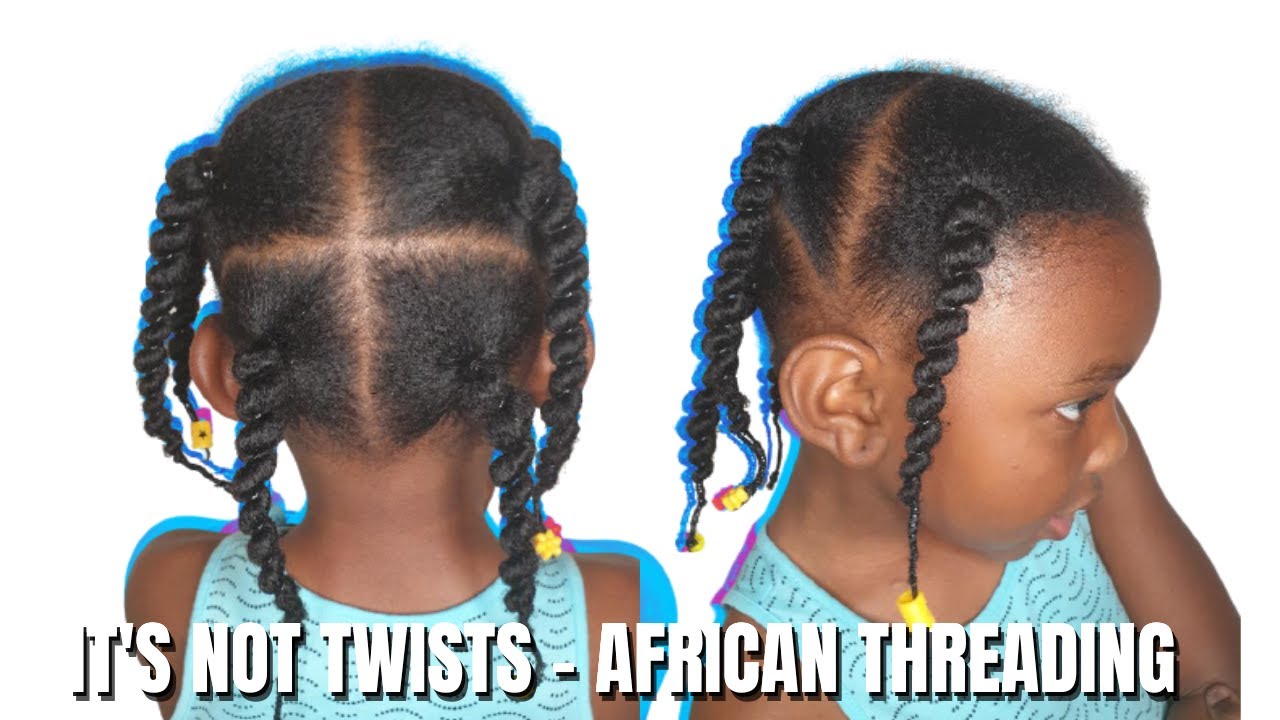 African Threading hairstyle for Kids|Quick Protective Stlye| Stretching Natural 4c Hair without Heat